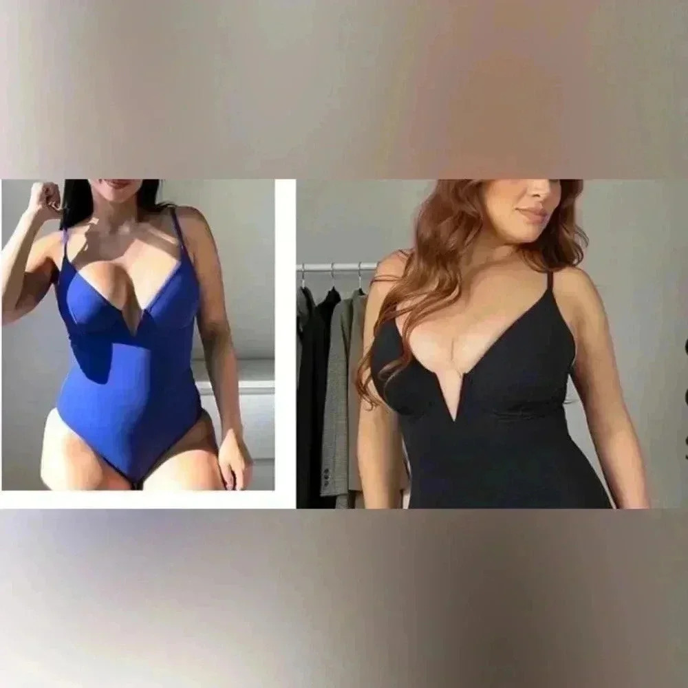 POPILUSH Shapewear Swimsuit Deep V-Neck One-Piece Low-Back - XLarge - Picture 10 of 10